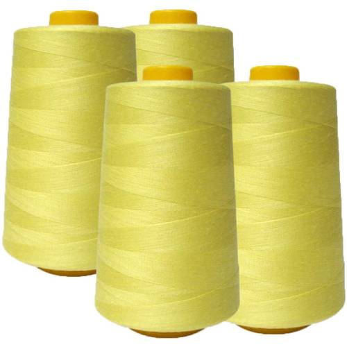 4 Pack of 6000 Yard Yellow Spools Sewing Thread 24,000 Yards Total All Purpose