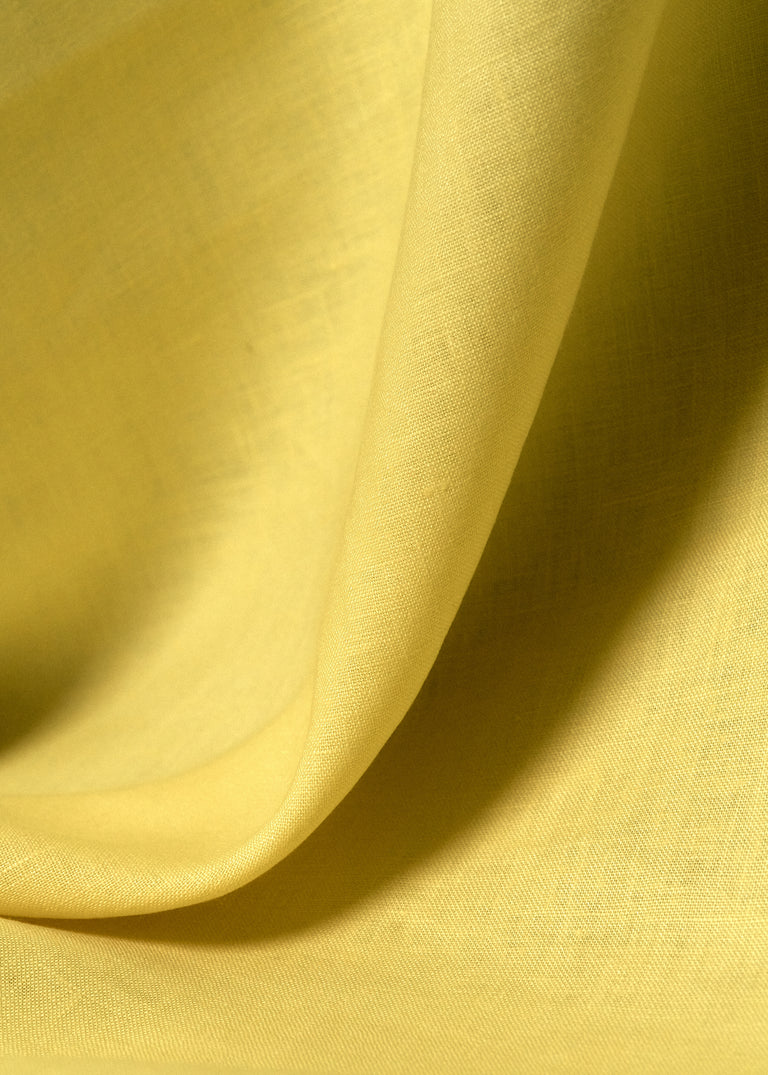 1 Yard Yellow Pure Linen Fabric 5.5 oz, Stone Washed Midweight 54 Inch Solid Weave