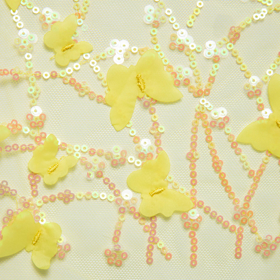 1 Yard Embroidered Tulle Lace Fabric with 3D Butterfly Appliqué 52? Wide Bridal