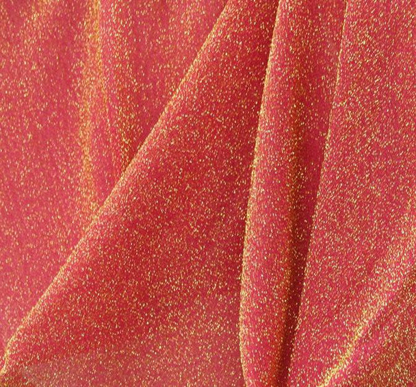 1 yard Fuchsia & Gold Metallic Sparkle Knit Fabric – 58/60" Wide Lightweight Stretch Fabric