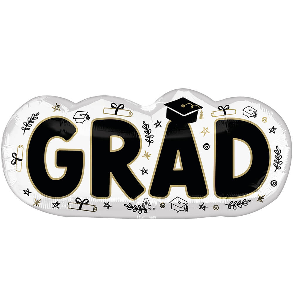 Anagram 30 Inch Grad Sketched Impressions Foil Mylar Balloon Graduation Party Decor