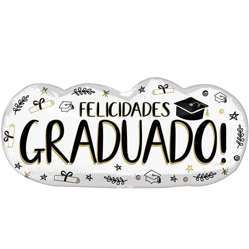 Anagram 30 Inch Sketched Felicidades Graduado Foil Mylar Balloon Graduation Party Decor