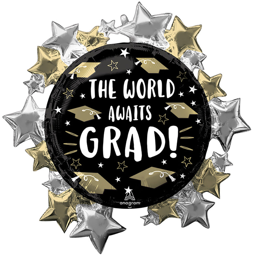 Anagram 30 Inch The World Awaits Grad Foil Balloon for Graduation Party Celebration Decor