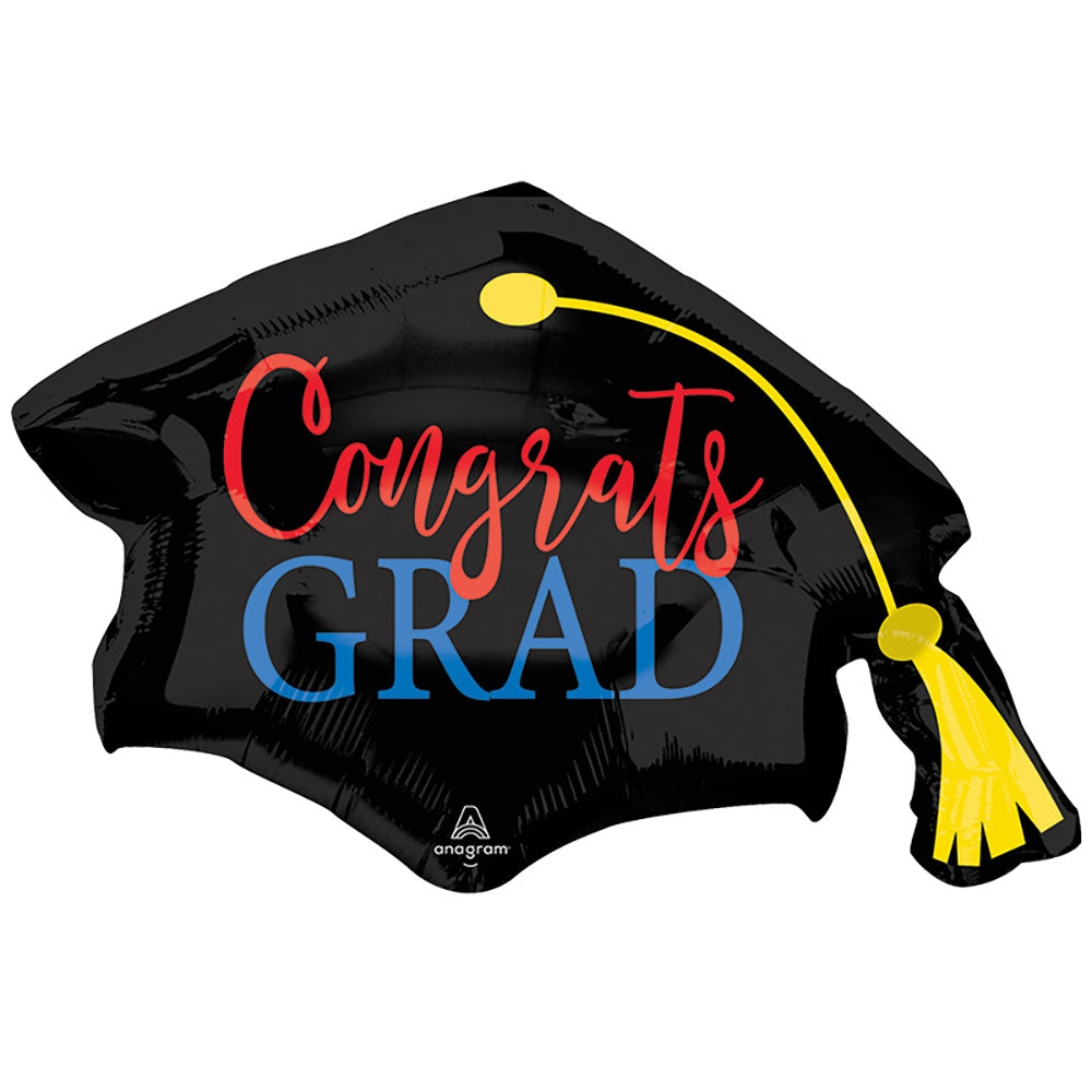 Anagram 31 Inch Congrats Grad Red and Blue Foil Balloon for Graduation Party Celebration