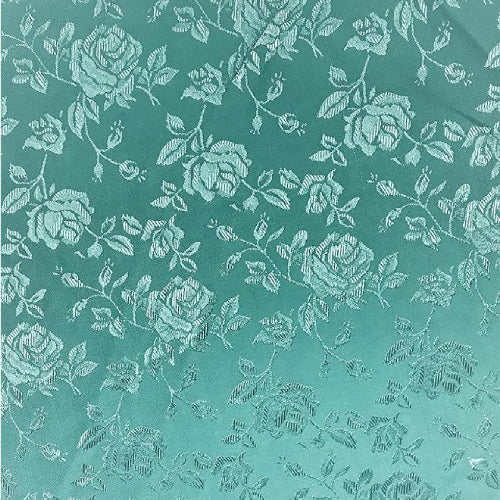 1 Yard Aqua Rose Floral Jacquard Satin 60/59? Width