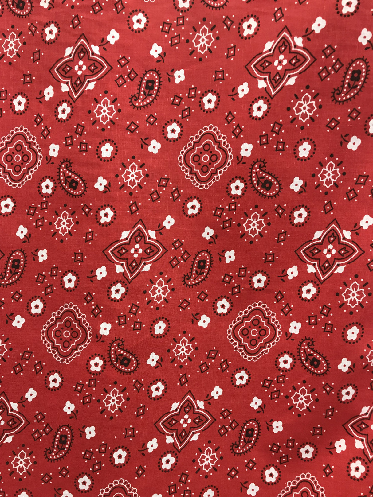 1 Yard Vibrant Red Paisley Bandana Print Poly Cotton Fabric 59/60 Inch