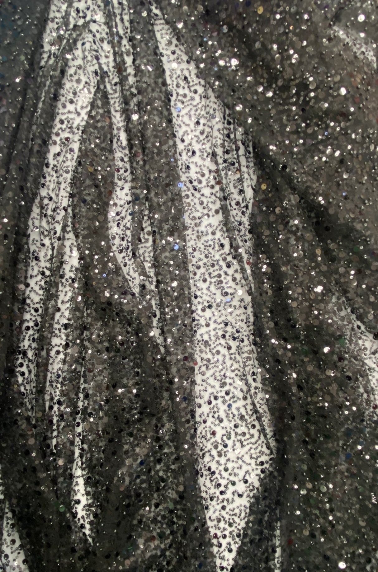 1 yard black mesh lace fabric with sequins beads pearls for dresses and gowns 60'' width