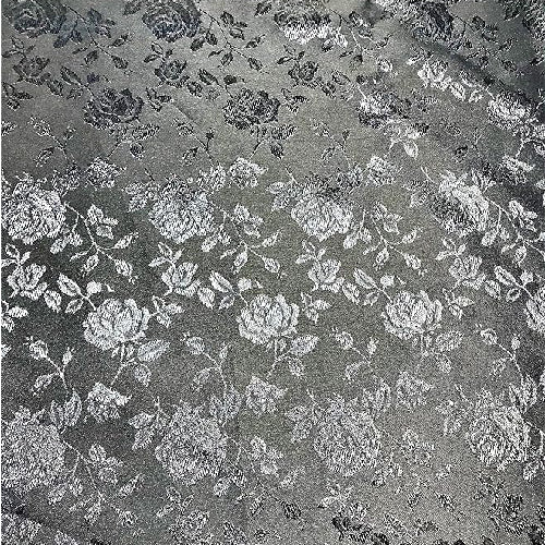 1 Yard Black Rose Floral Jacquard Satin 60/59? Width 100 Percent Polyester