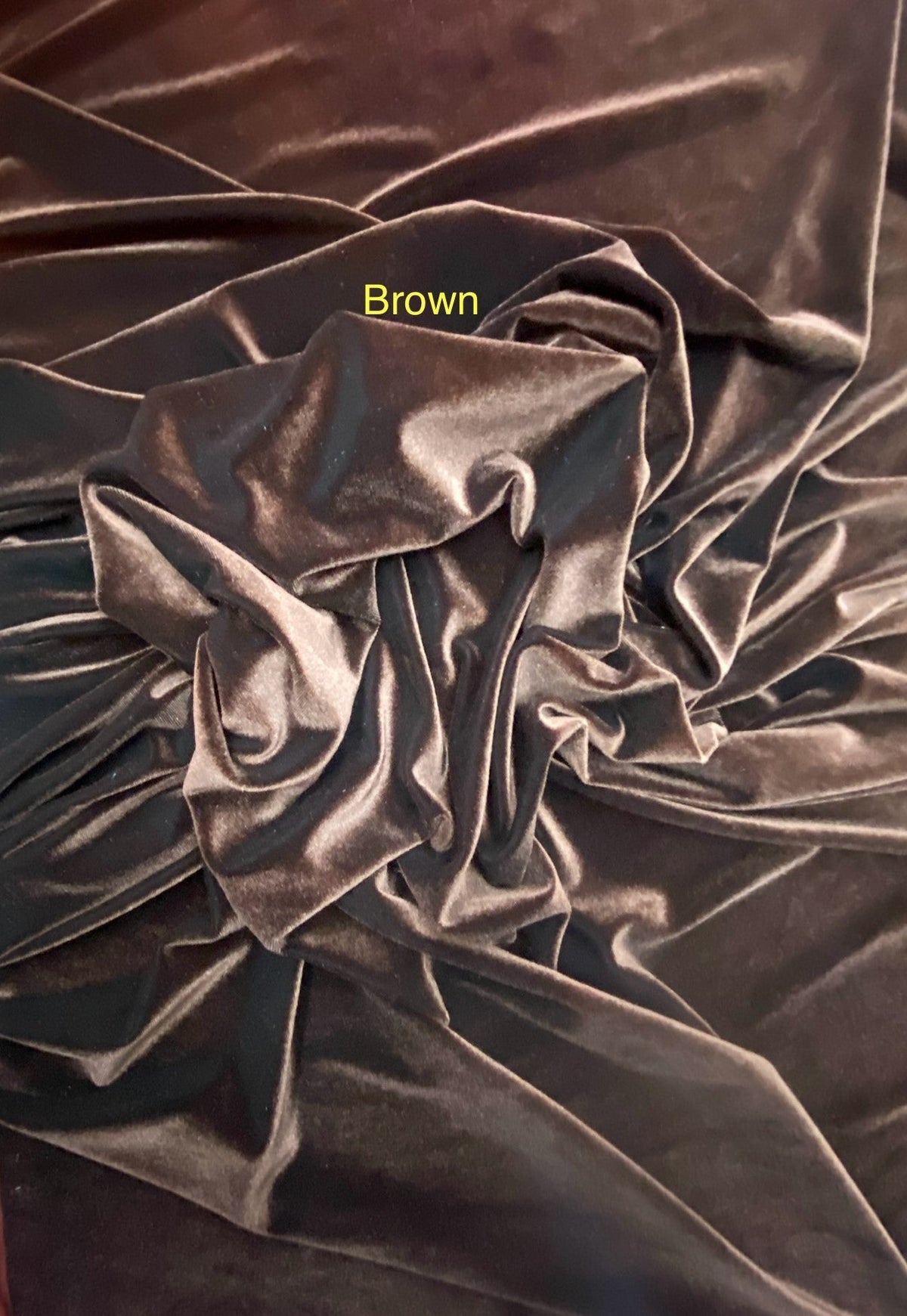 Brown Stretch Velvet Fabric - Brown, 58"-60" Width (1 Yard)