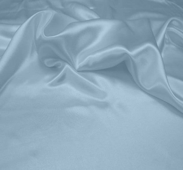 Lightweight Baby Blue Satin Charmeuse Fabric, 58/60" Wide, 100% Polyester, 1 yard