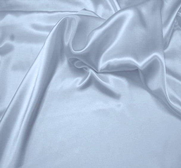 Elegant Blue Satin Charmeuse Fabric, 58/60" Wide, Lightweight Polyester, 1 yard