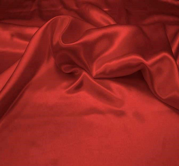 Red Satin Charmeuse Fabric, 58/60" Wide, Lightweight Polyester, 1 yard