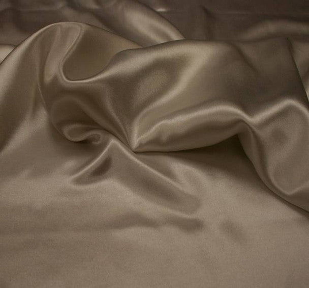 Taupe Charmeuse Satin Fabric 58/60" Wide, Lightweight Polyester, 1 yard