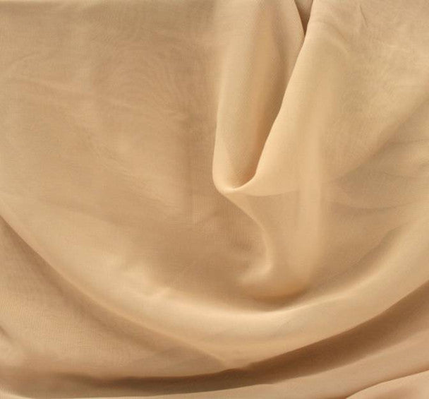 Chiffon Beige Fabric Lightweight Sheer 100% Polyester, 58/60" Wide Elegant 1 Yard Apparel & Craft Fabric