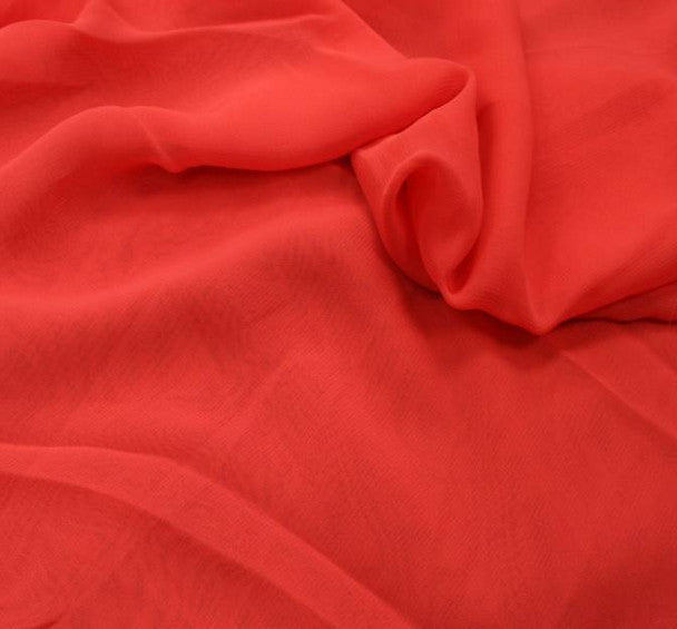 Chiffon Dark Coral Fabric Lightweight Sheer 100% Polyester, 58/60" Wide Elegant 1 Yard Apparel & Craft Fabric