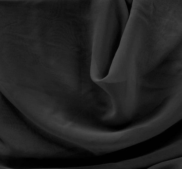 58/60" Wide Soft Draping Fabric 1 Yard for Apparel & Crafts, Chiffon Black Fabric Sheer Lightweight 100% Polyester
