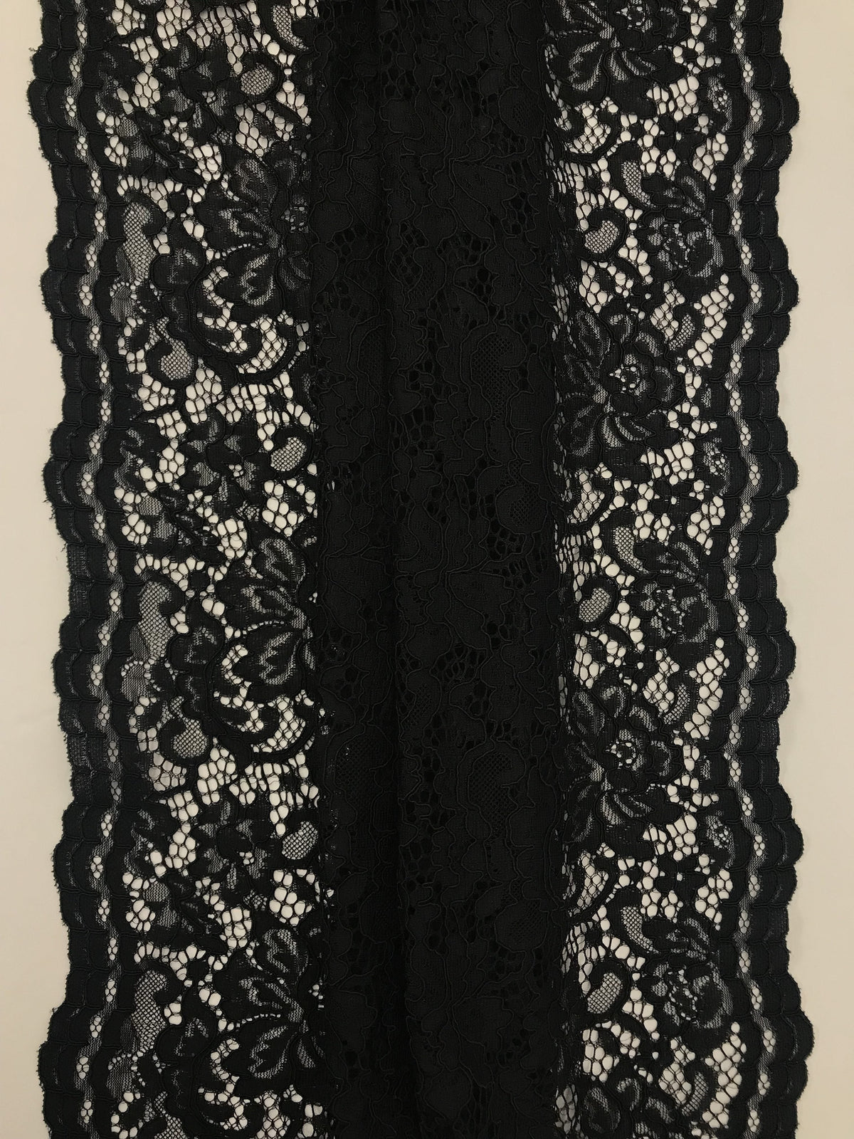 Black Vintage Corded Lace Polyester Fabric - Black, Vintage Corded Lace, 52/54" Width (1 Yard)