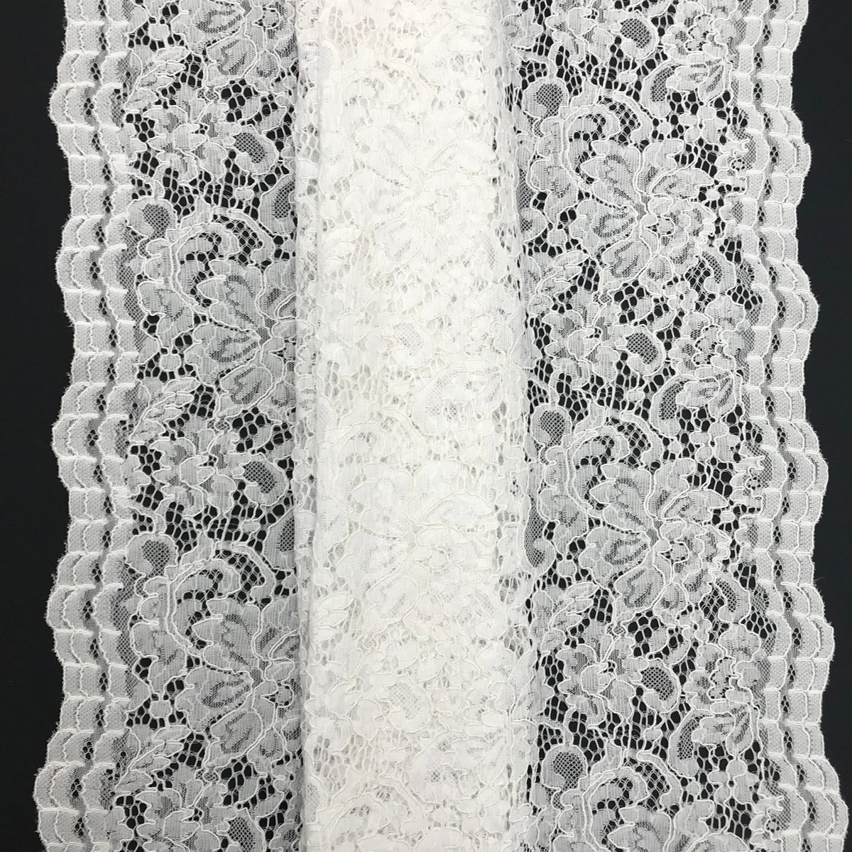 Vintage Corded Lace Polyester Fabric - White Sheer Lace, 52/54" Width