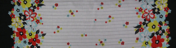 1 Yard Cotton Lawn Print Fabric Double Border Red Multi Color 56/58" Wide Apparel Use