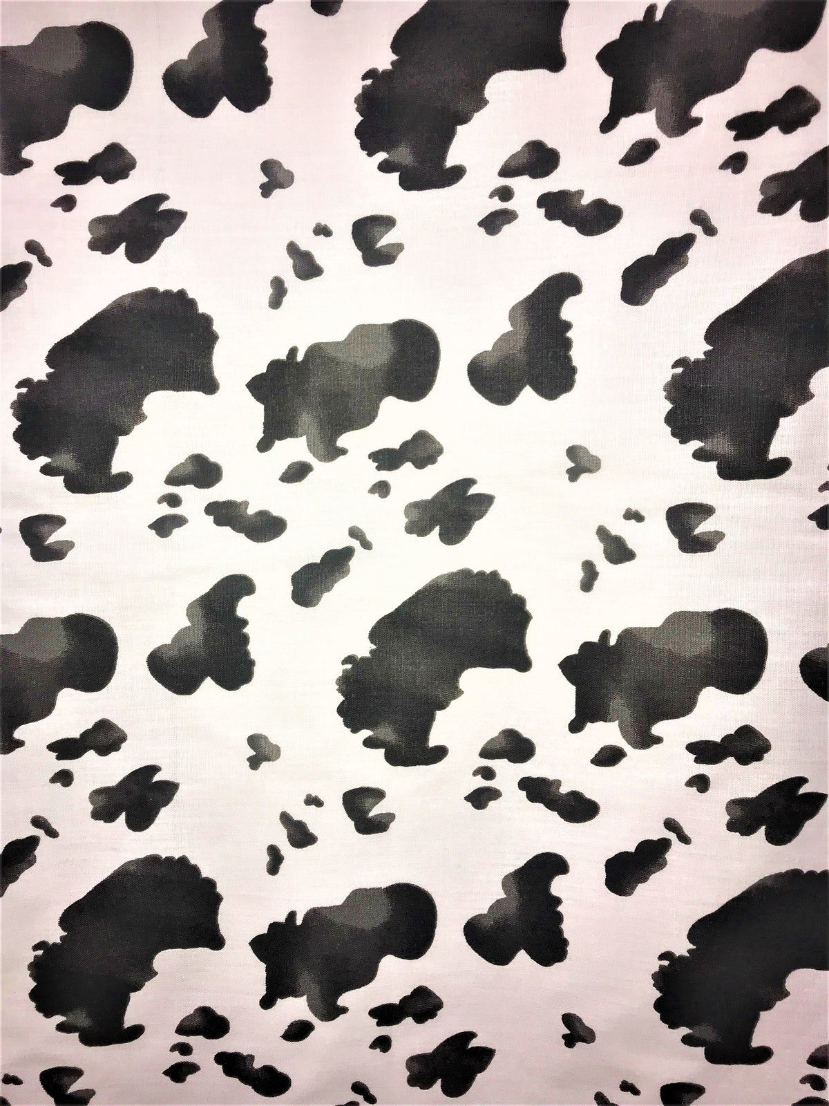 Black Cow Poly Cotton Fabric - Black Cow Print, 59/60" Width (1 Yard)
