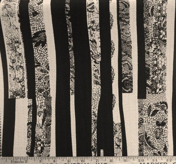 1 Yard Black or Ivory Crepe Caterina Fabric Polyester 58/60 Inches Wide