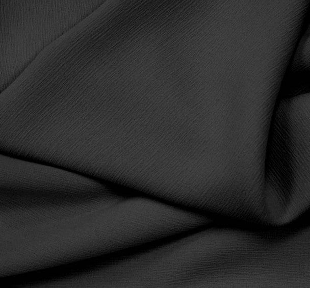 1 Yard Black Crepe Ellisa Lightweight Polyester Fabric 58/60 Inches Wide for Clothing