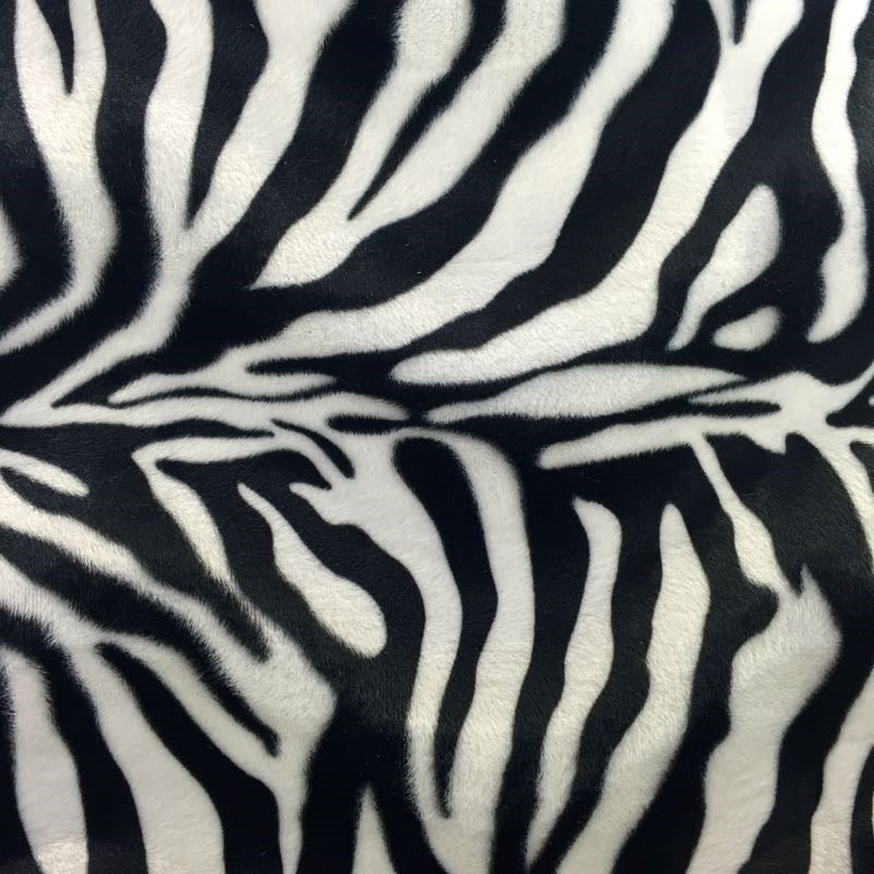 1 Yard Big Zebra Print Velboa Faux Fur Fabric 60" Width
