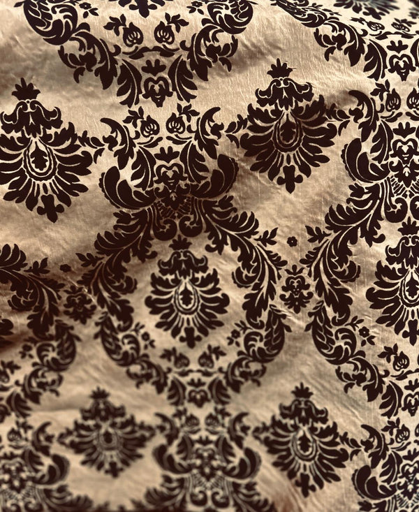 1 Yard Elegant Flocked Damask Taffeta Fabric for Events & Home - 58" Width