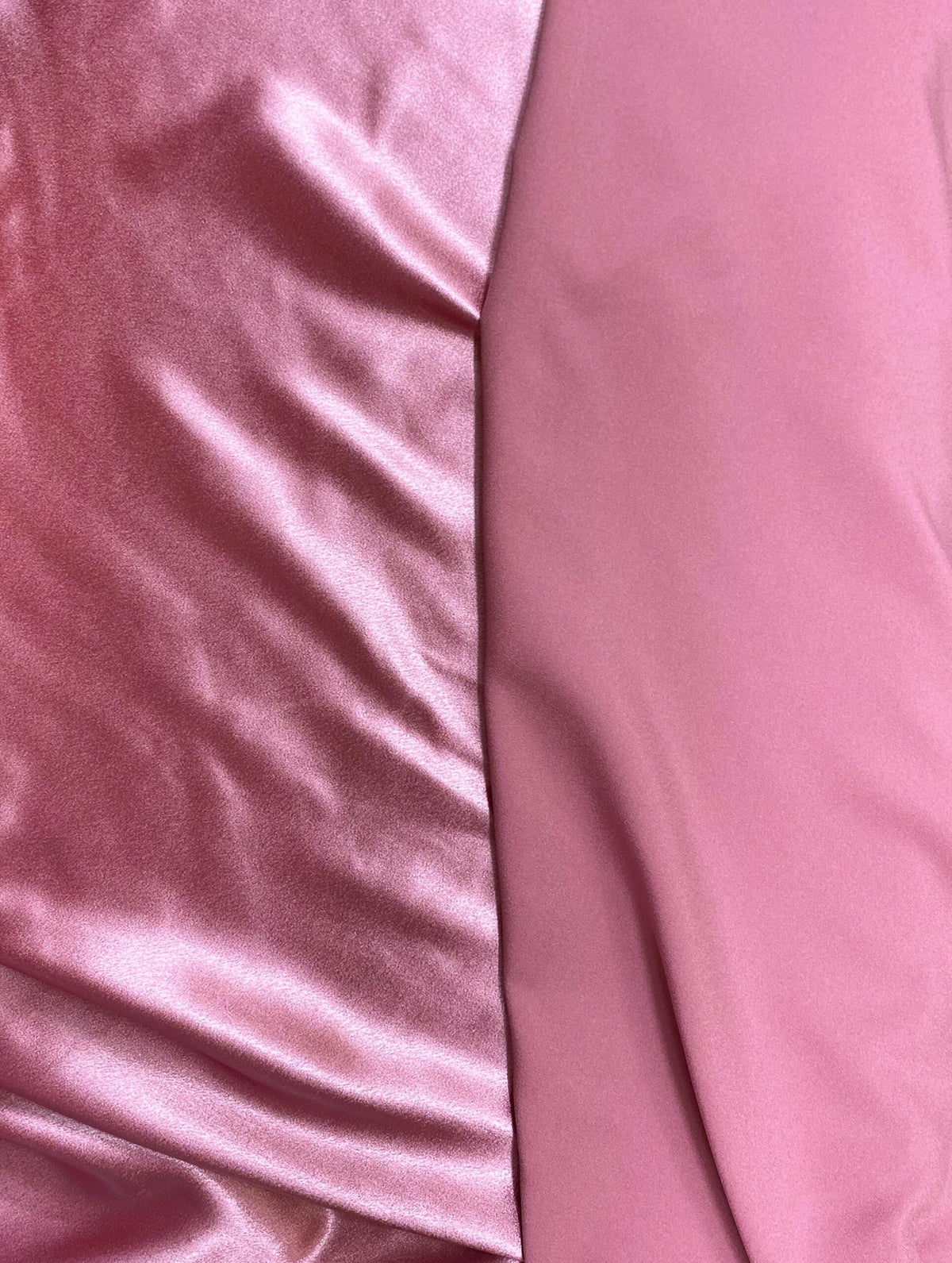 Crepe Satin Polyester Fabric - Dusty Rose, Shiny Matte Finish, 58" Width (1 Yard)