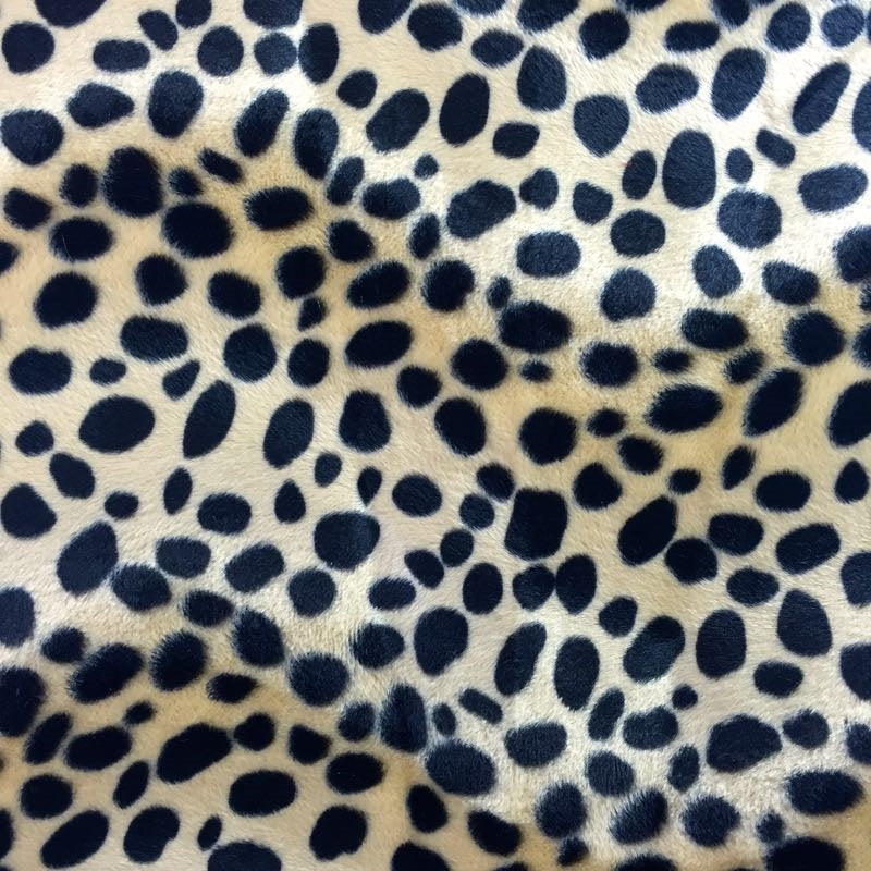 1 Yard Luxurious Dalmatian Dog Print Velboa Faux Fur Fabric 60" Width
