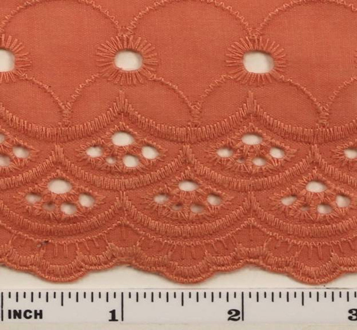1 Yard Coral Eyelet Embroidery Fabric Cotton Polyester Lightweight 41/42 Inches Wide
