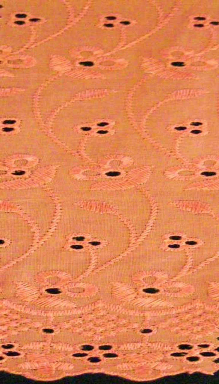 1 Yard Lightweight Coral Eyelet Embroidery Fabric Cotton Polyester Blend 41/42 Inches Wide