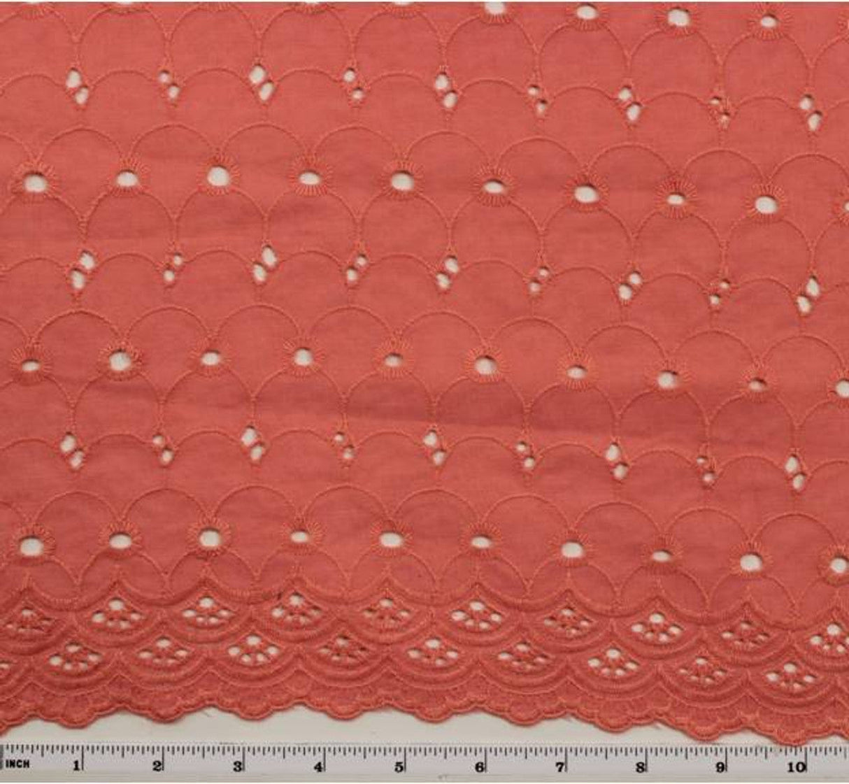 1 Yard Pink Eyelet Embroidery Fabric Lightweight Cotton Polyester Blend 41/42 Inches Wide