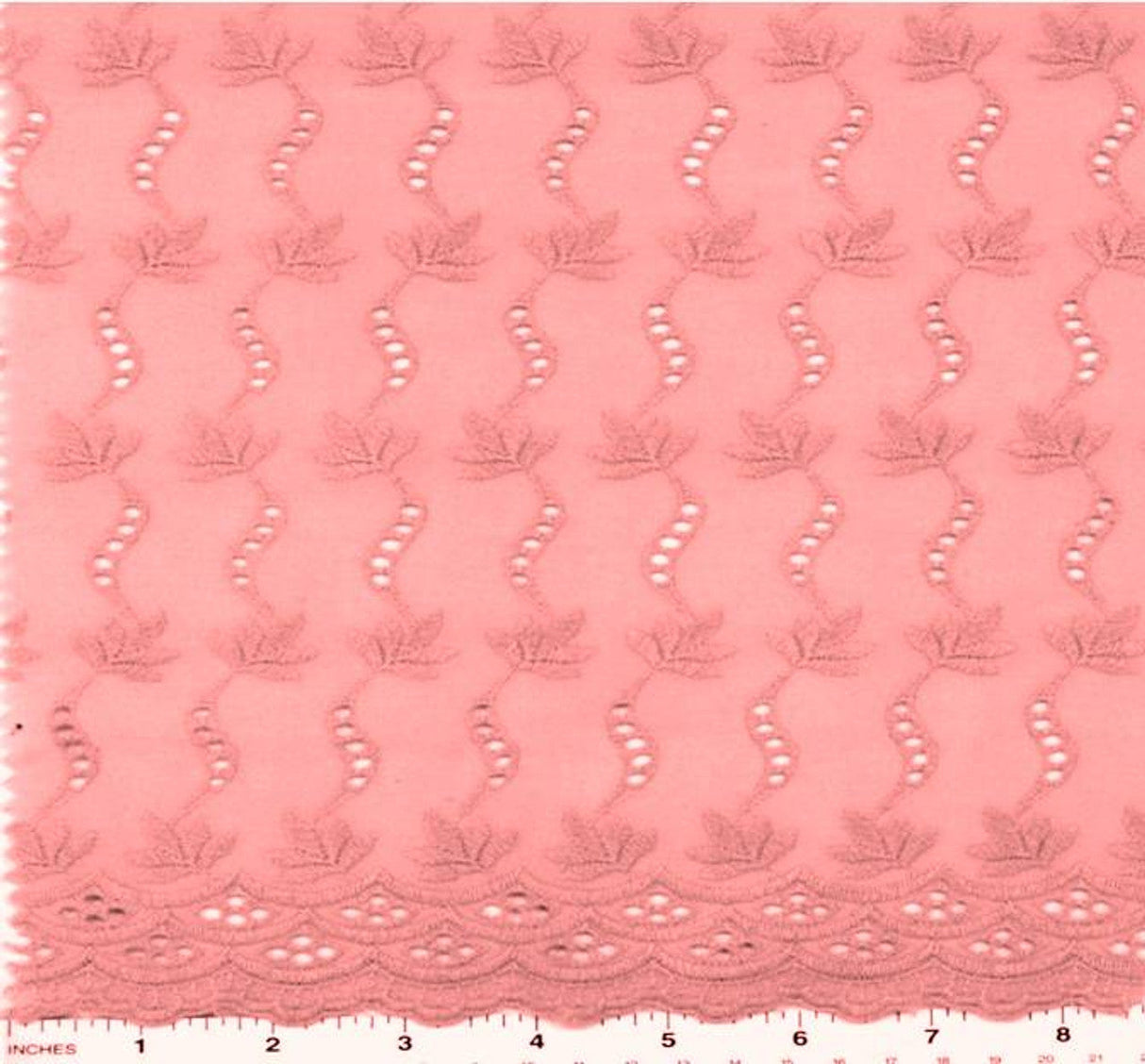 1 Yard Soft Pink Eyelet Embroidery Fabric Cotton Polyester Blend 41/42 Inches Wide