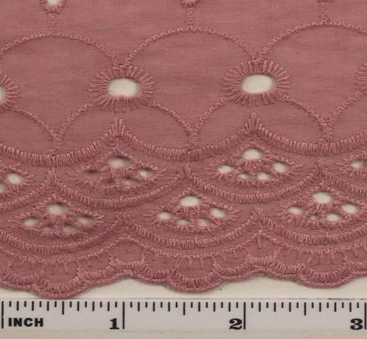 1 Yard Rose Eyelet Embroidery Fabric Lightweight Cotton Polyester Blend 41/42 Inches Wide