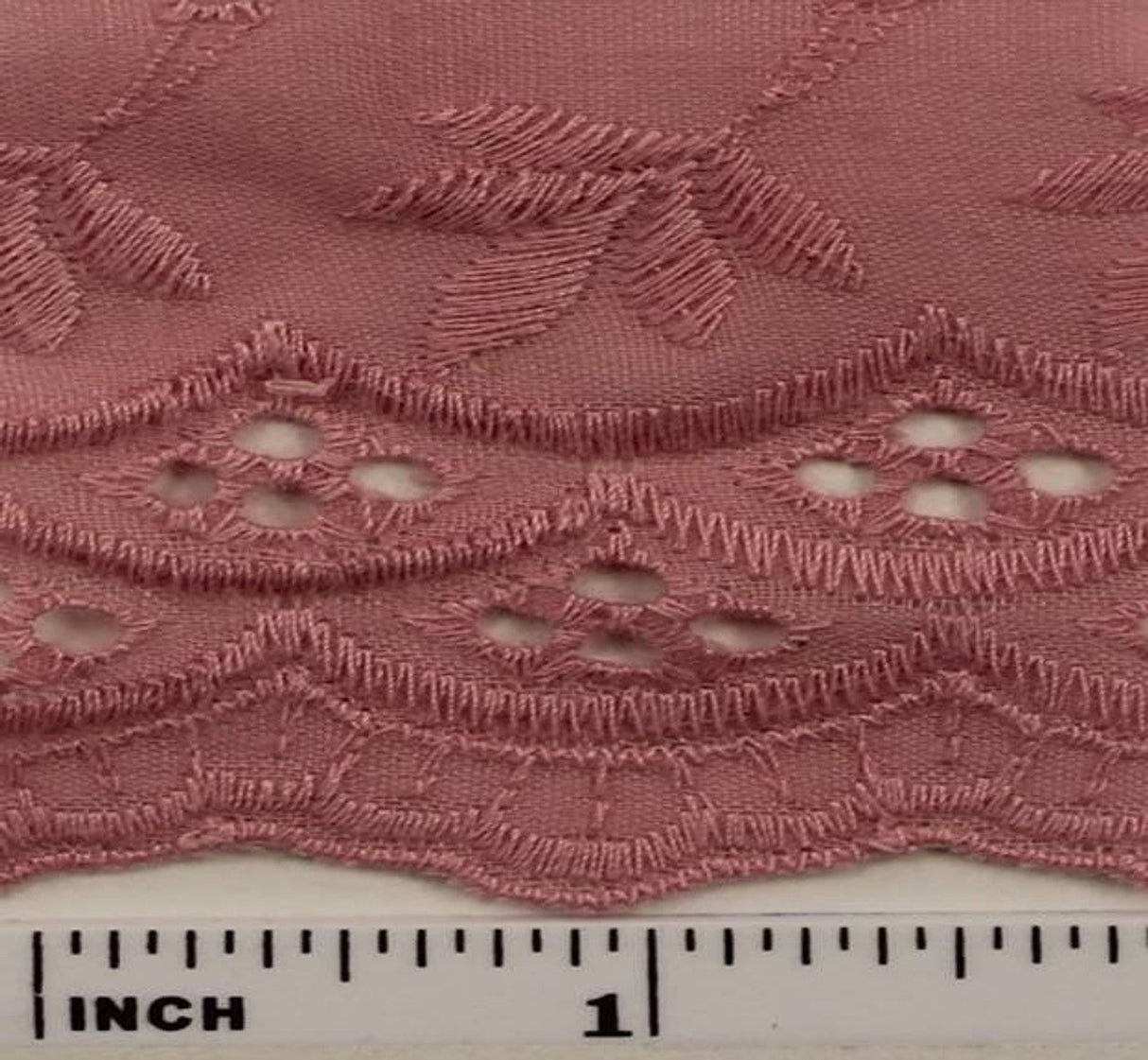 1 Yard Soft Rose Eyelet Embroidery Fabric Lightweight Cotton Polyester Blend 41/42 Inches Wide