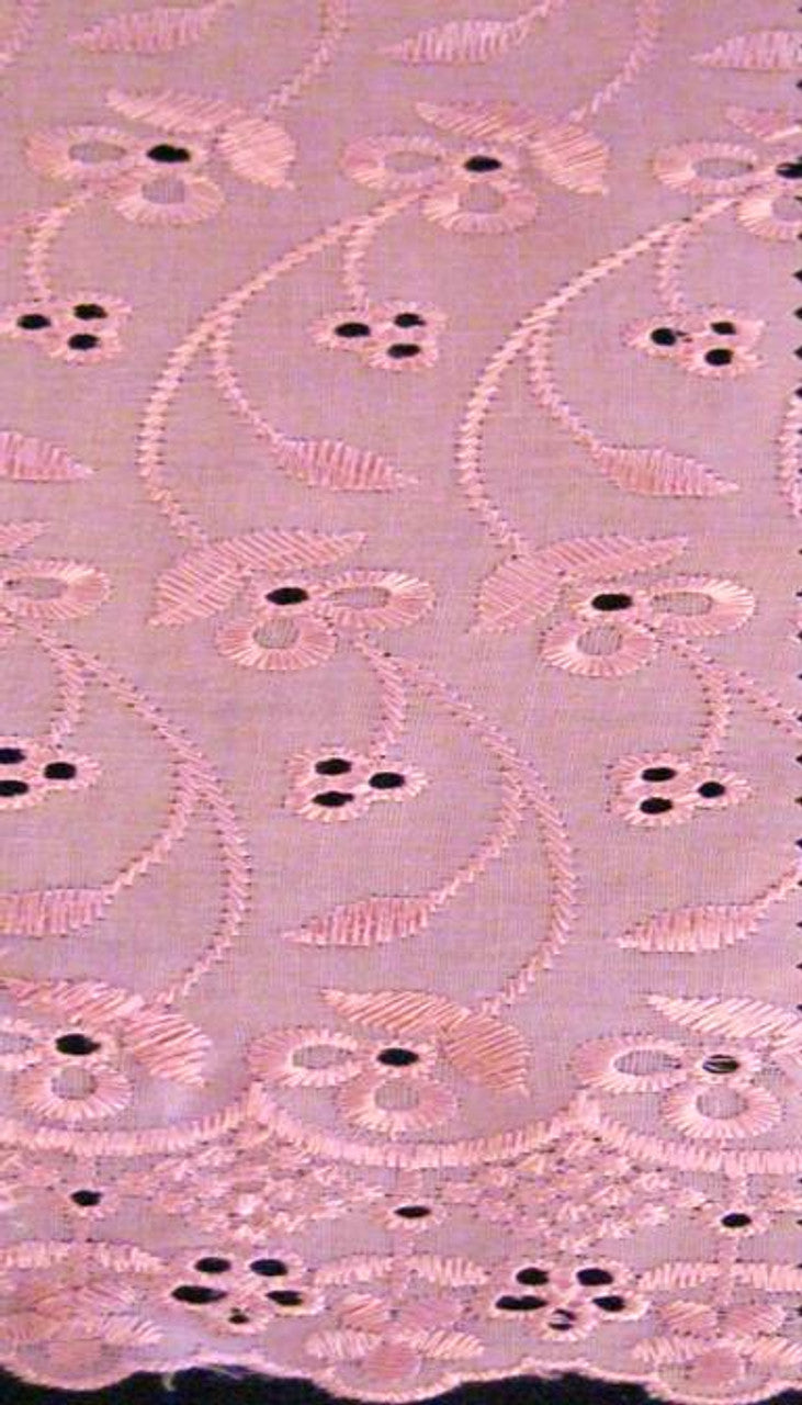 1 Yard Lightweight Rose Eyelet Embroidery Cotton Polyester Blend Fabric 41/42 Inches Wide