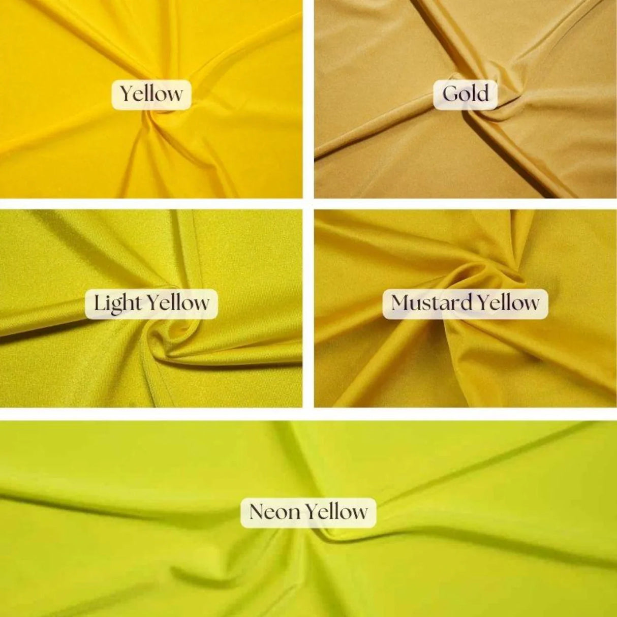 1 Yard Yellow Shiny Milliskin Nylon Spandex 4-Way Stretch Fabric 60" Width