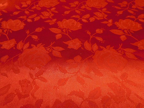 1 Yard Red Floral Jacquard Satin Fabric for Dresses Jackets Skirts Upholstery 54 Inch Width