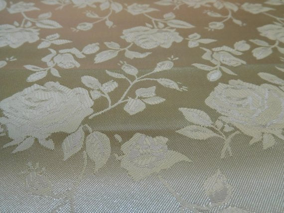 1 Yard Shiny Gold Satin Jacquard Fabric with Floral Design for Apparel 54 Inch Width