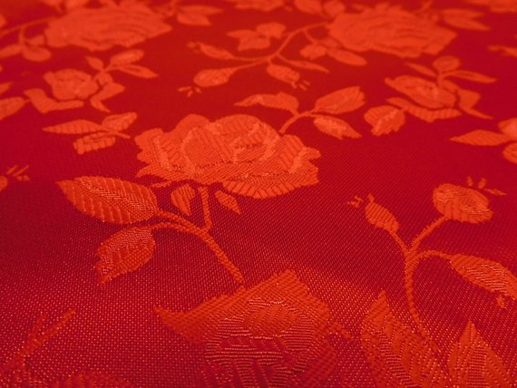 1 Yard Red Floral Jacquard Satin Fabric for Dresses Jackets Skirts Upholstery 54 Inch Width