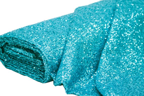 1 Yard Turquoise Spangle/Glitz Sequins Fabric 55 Inch Width