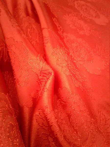 1 Yard Red Floral Jacquard Brocade Cotton Poly Fabric for Suits Fashion Upholstery 58 Inch Width