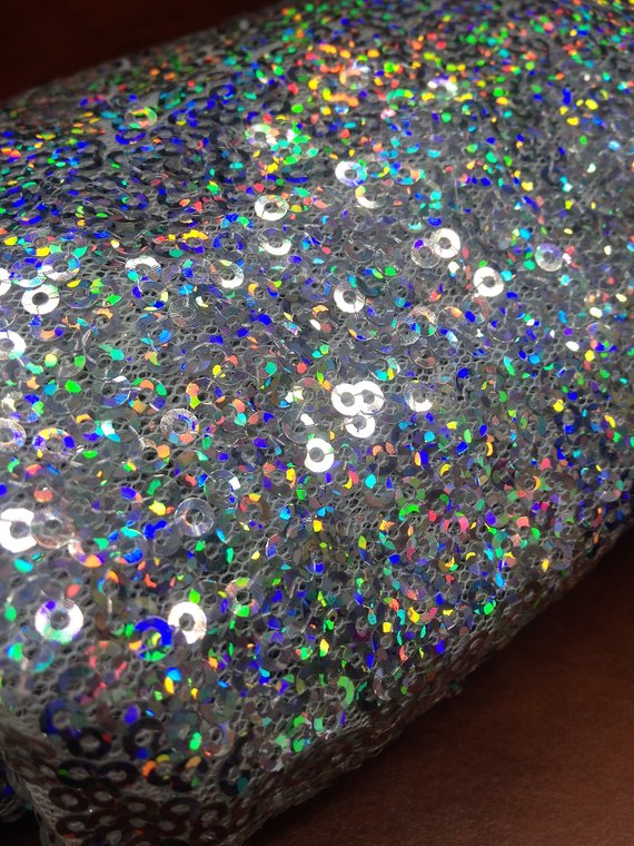 1 Yard Silver Multicolor Glitz Sequin Fabric Sparkly Spangle Mesh for Decor Costumes Crafts 55 Inch Width