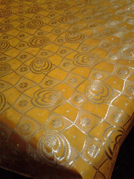 1 Yard Floral Metallic Jacquard Brocade Orange Silver Fabric for Apparel Decor Projects 60 Inch Width