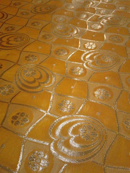 1 Yard Floral Metallic Jacquard Brocade Orange Silver Fabric for Apparel Decor Projects 60 Inch Width