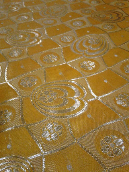 1 Yard Floral Metallic Jacquard Brocade Orange Silver Fabric for Apparel Decor Projects 60 Inch Width