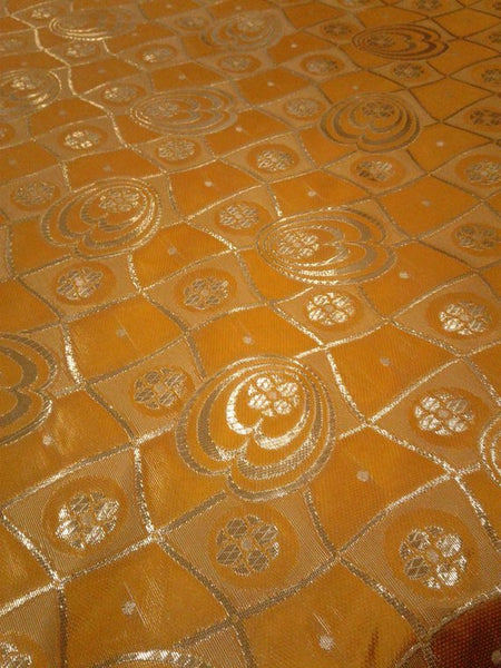 1 Yard Floral Metallic Jacquard Brocade Orange Silver Fabric for Apparel Decor Projects 60 Inch Width