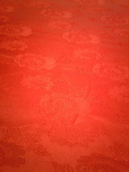 1 Yard Red Floral Jacquard Brocade Cotton Poly Fabric for Suits Fashion Upholstery 58 Inch Width
