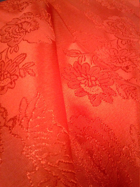 1 Yard Red Floral Jacquard Brocade Cotton Poly Fabric for Suits Fashion Upholstery 58 Inch Width